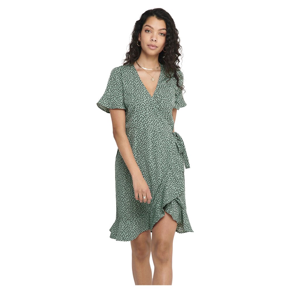 Only Olivia Wrap Short Dress Green ...