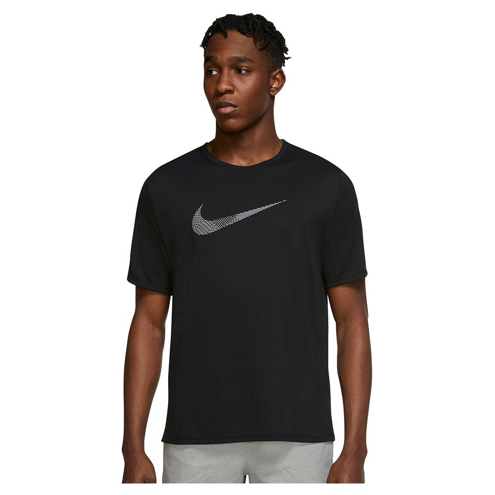 Nike Dri Fit Run Division Miler Hybrid Short Sleeve T-Shirt Black| Runnerinn