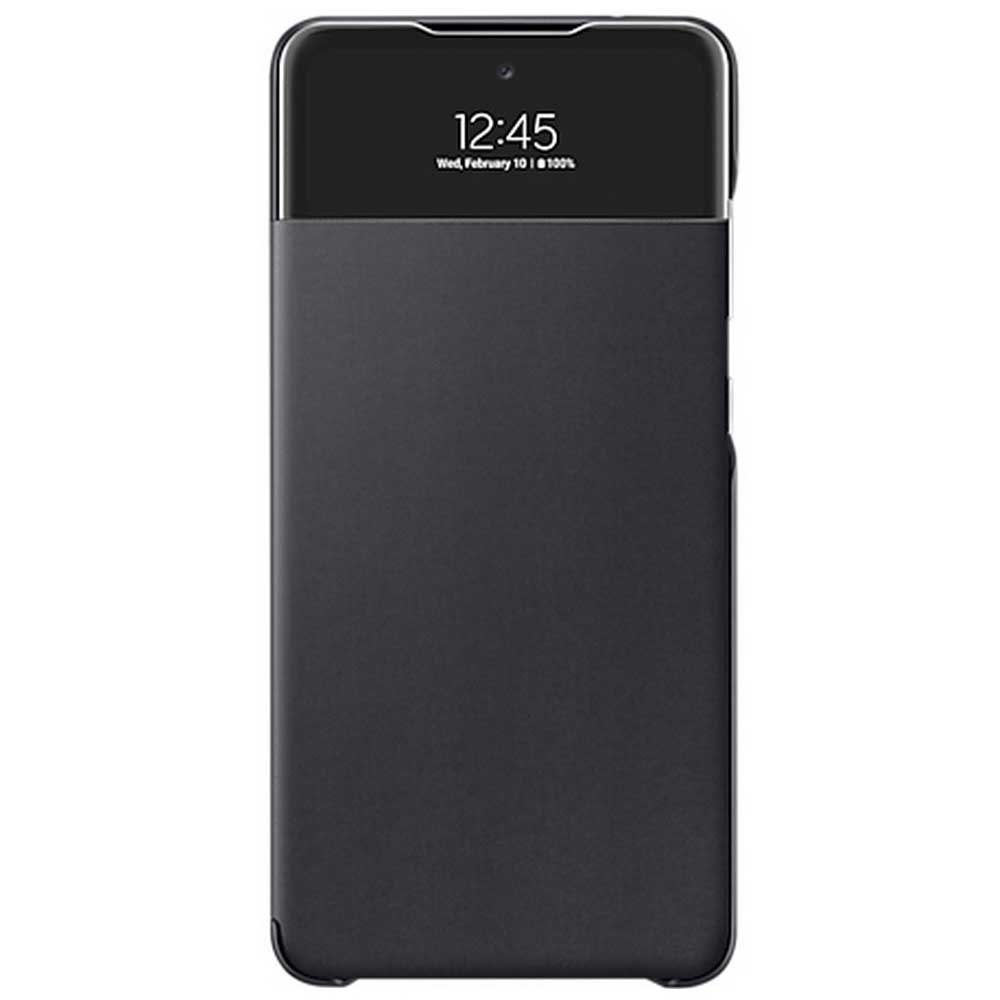 Negro LEYAN Clear Smart View Funda para Samsung Galaxy A72 Elegante Mirror Plating Flip Folio Cover Case con Soporte Plegable A72 5G Carcasa de Cuero Espejo 