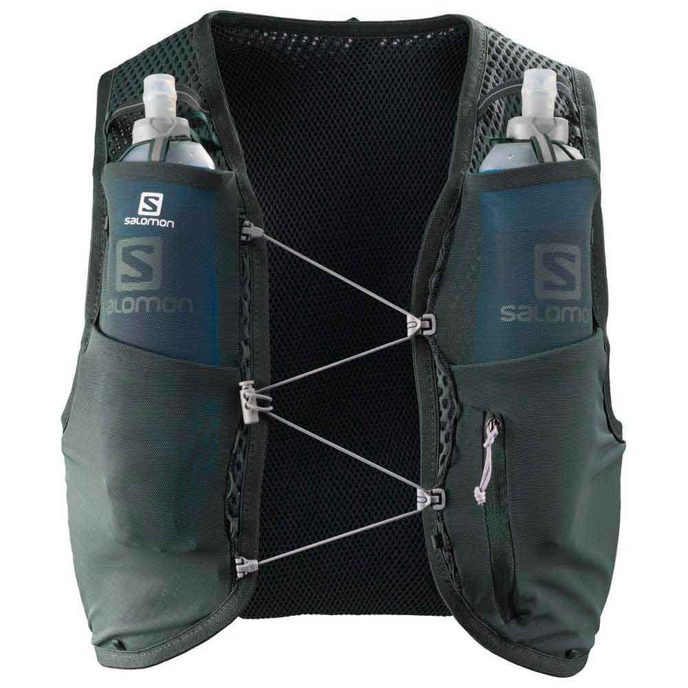 Trail Running Escursionismo 2x Soft Flasks Inclusi Salomon Active Skin 4 Set Gilet Idratazione Uomo 4L 