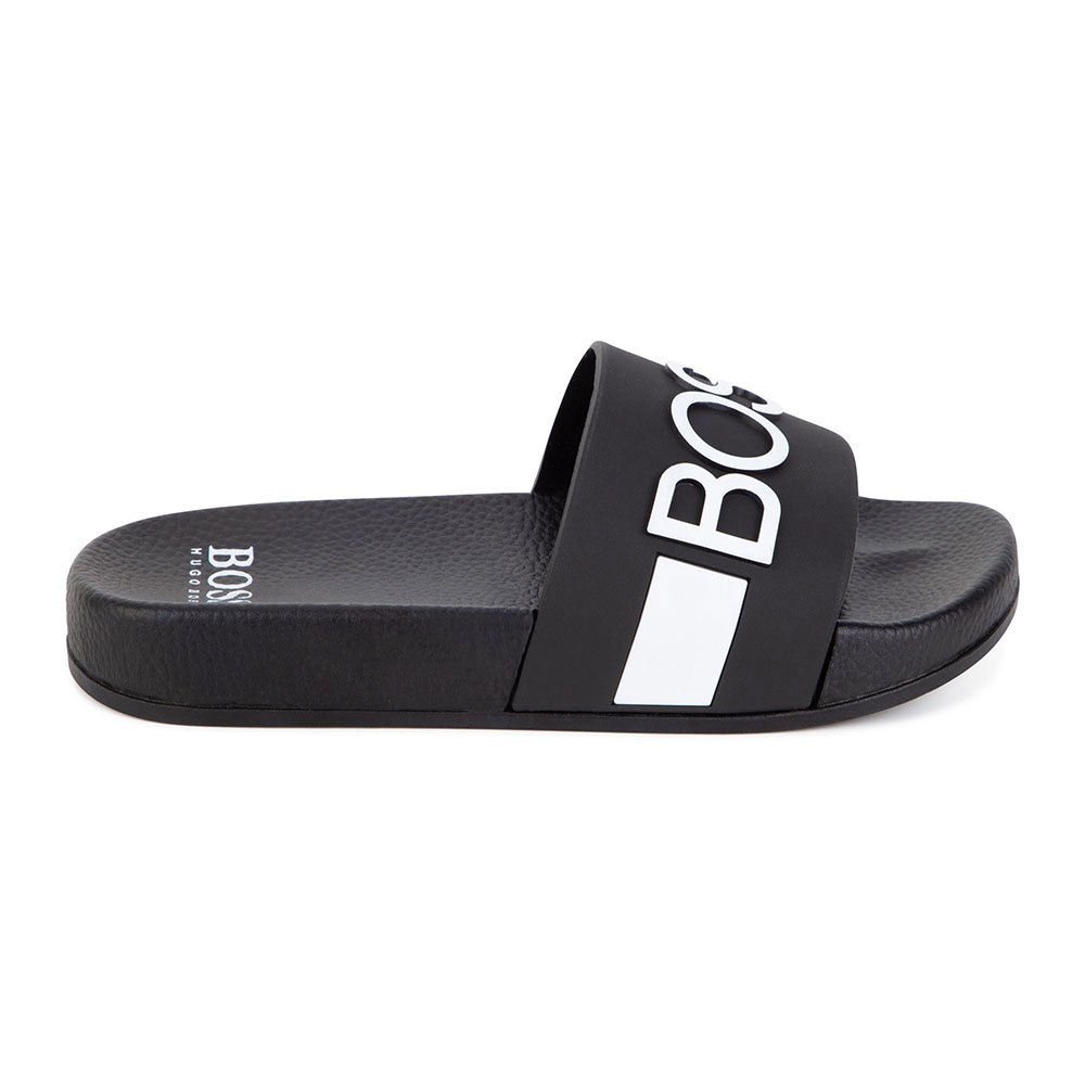 Hugo Boss 50388496 100 Solar Slide Logo Mens Sliders White Beach Pool Shoes 