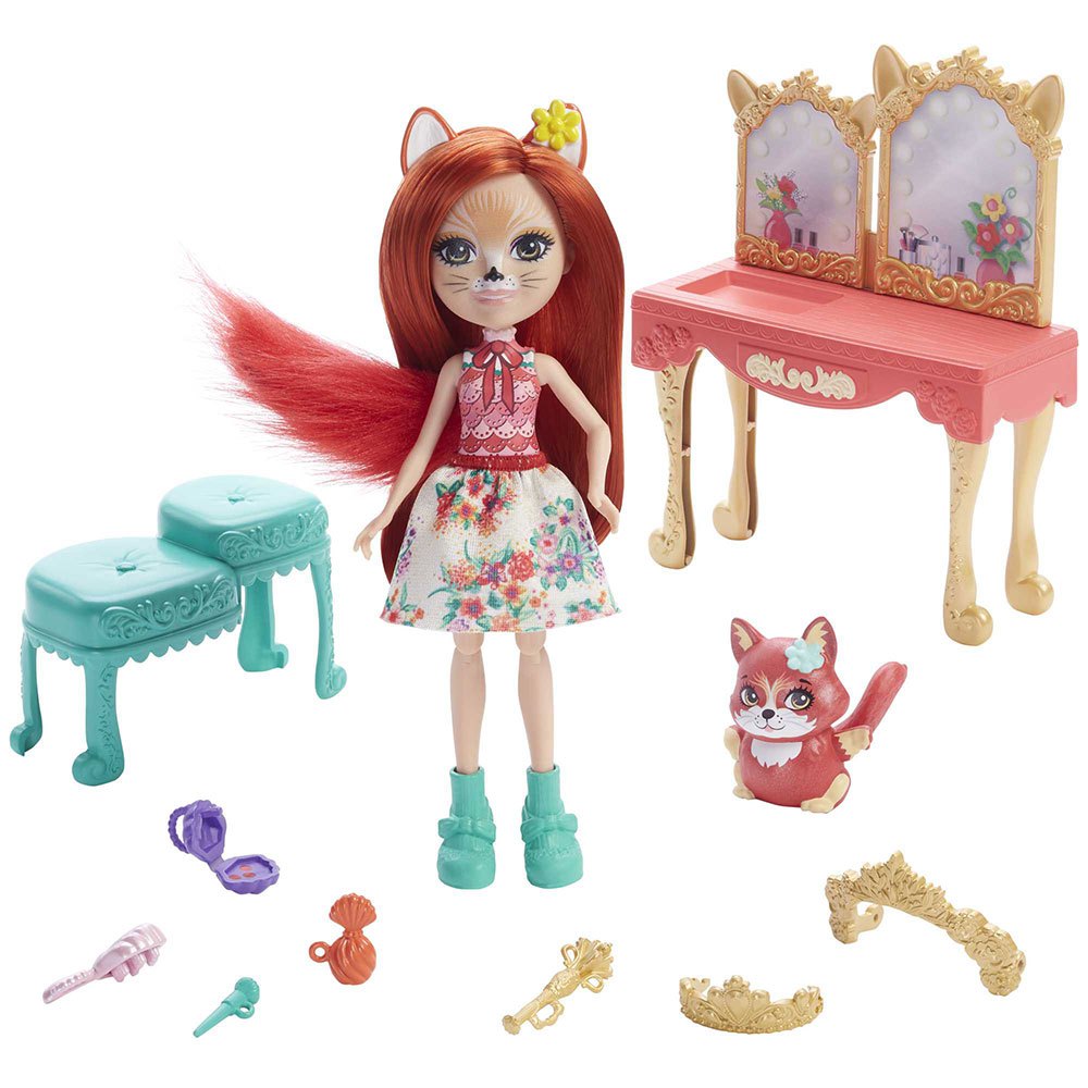 Enchantimals Fabrina Fox And Frisk With Victorian Dressing Table Fox Pet Doll With Play Set And Toy Accessories