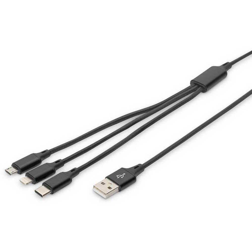 Wedstrijd Kikker Kroniek Digitus USB-A To Lightning/Micro USB/USB-C Cable 1 m Black| Techinn