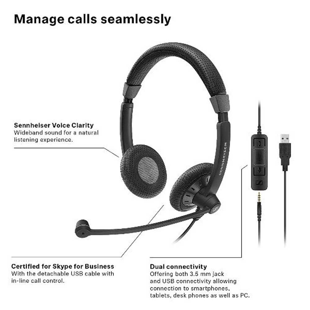 ujævnheder udrydde stamme Sennheiser SC 75 USB MS Headphones Black | Techinn