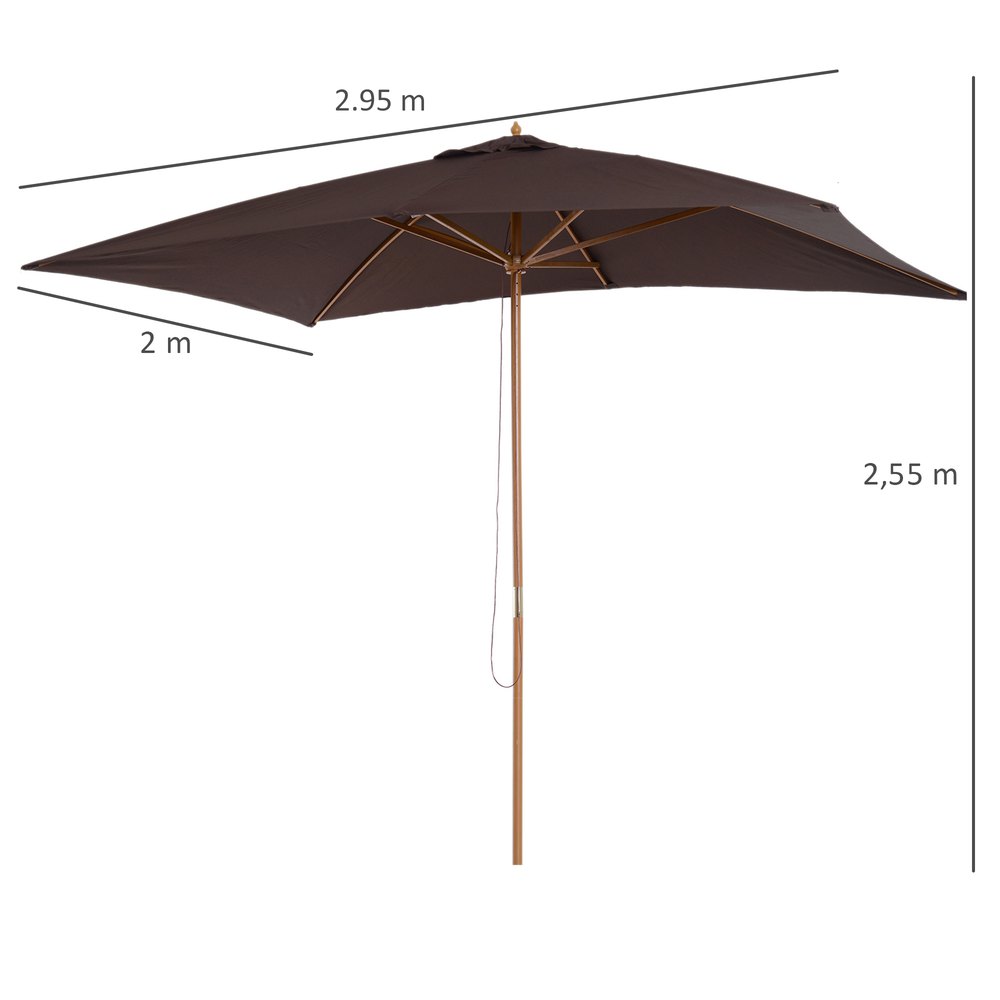 ontgrendelen hurken Registratie Outsunny Parasol Parasol Parasol 2x3 M Brown | Bricoinn