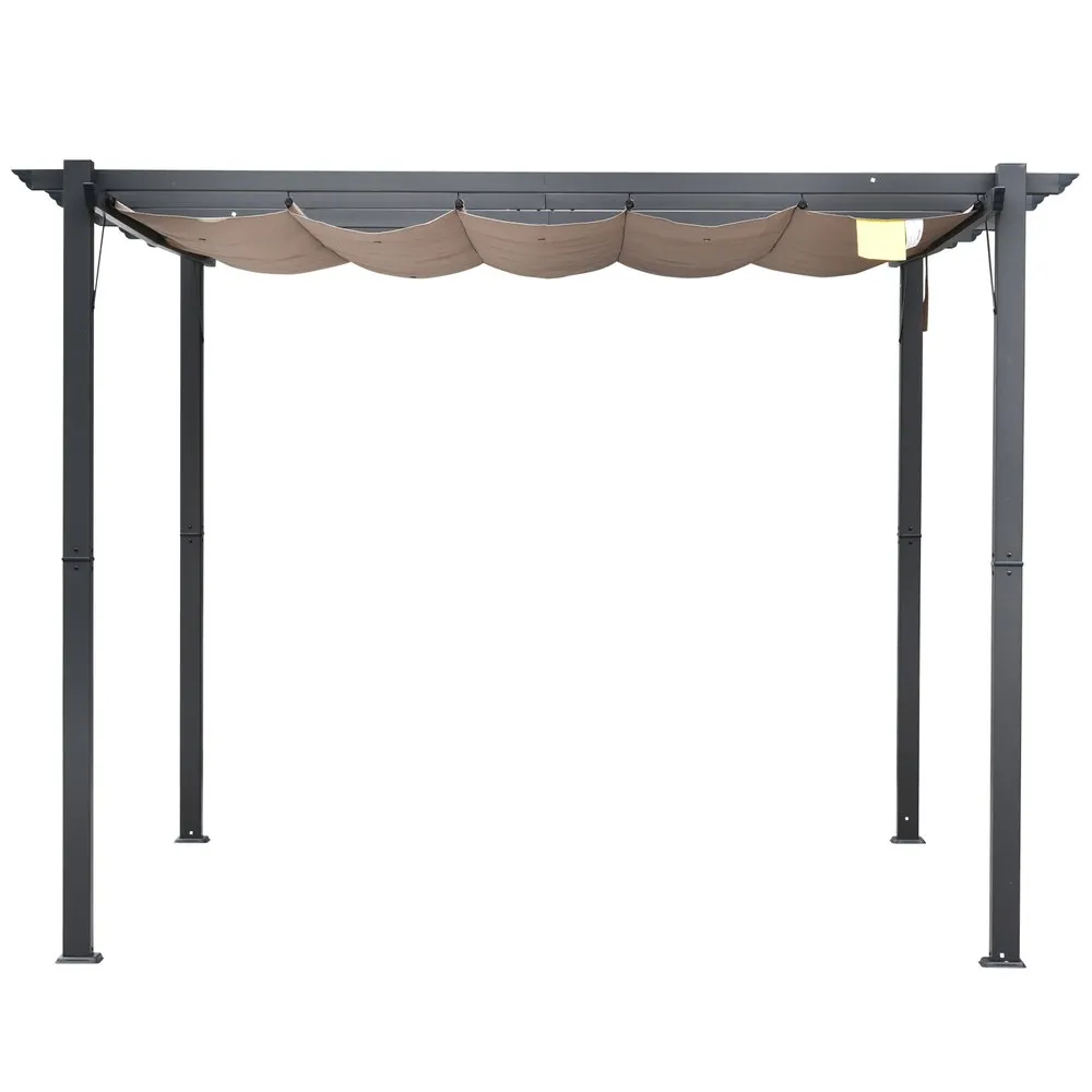 Outsunny Pergola Gazebo Dining Gazebo 3x3m Marron Bricoinn