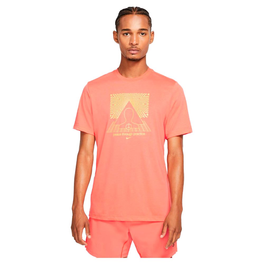 Nike Yoga Dri Fit Graphic Short Sleeve T-Shirt Orange