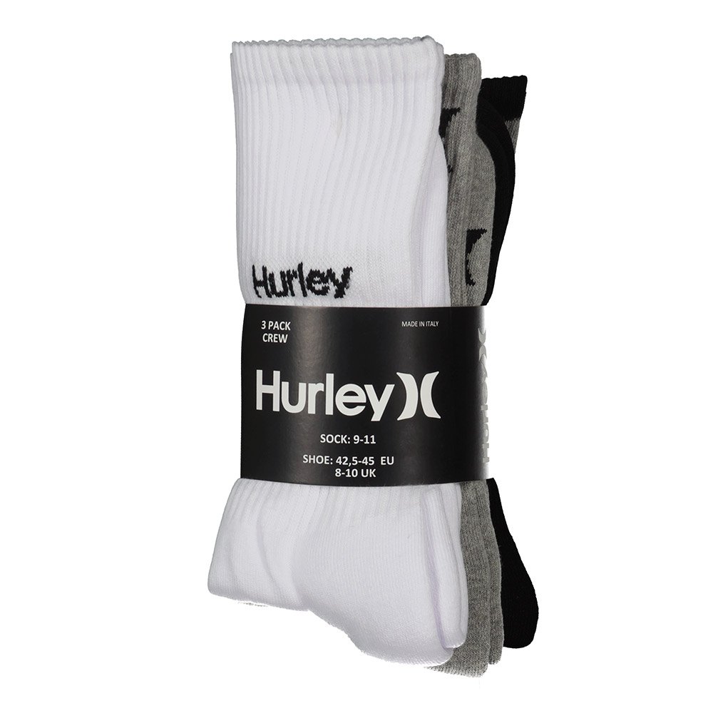 Black/White 9-11 US Hurley Women s 6 Pack Crew Socks 
