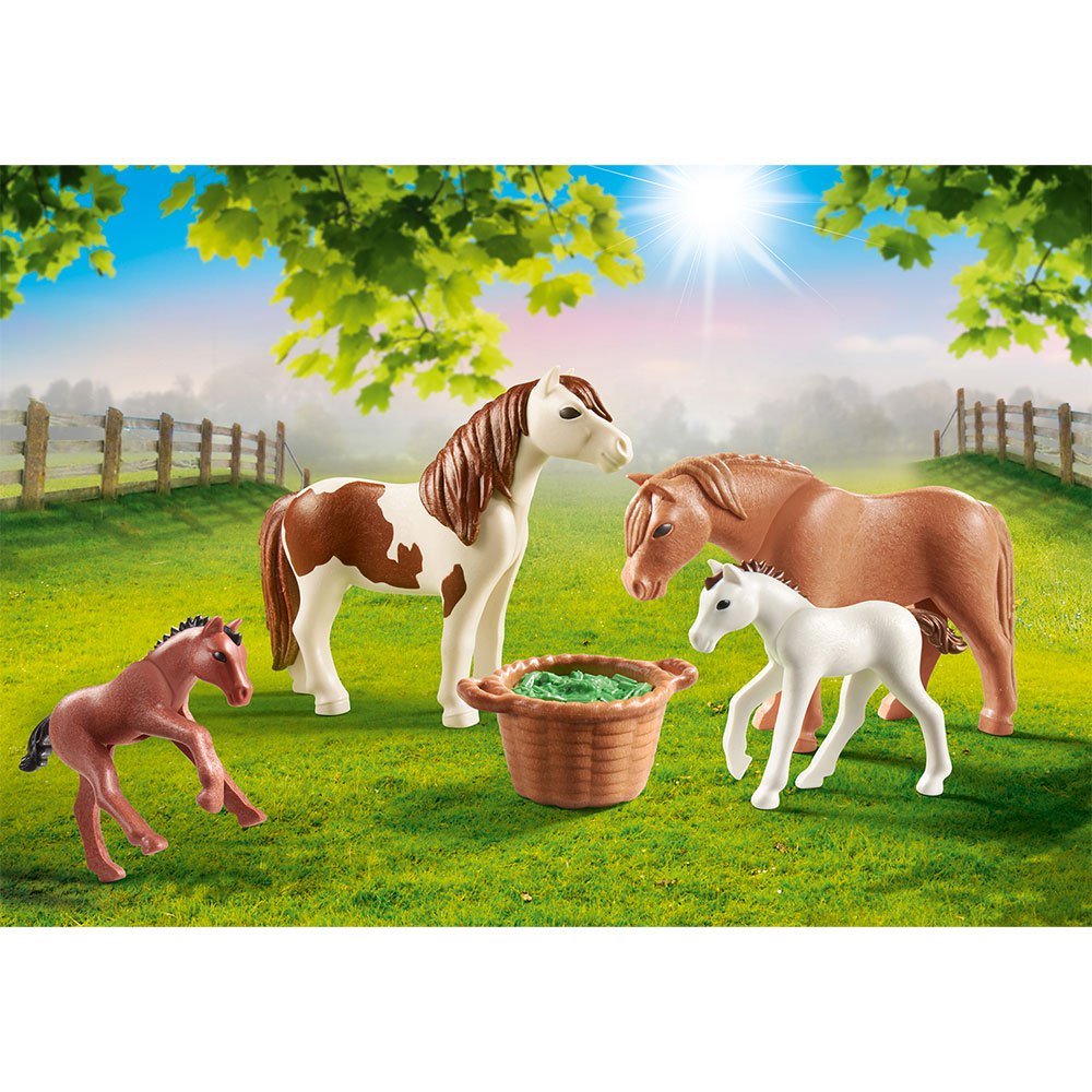 Animals Horses Playmobil 2 Light Brown Small Ponies 