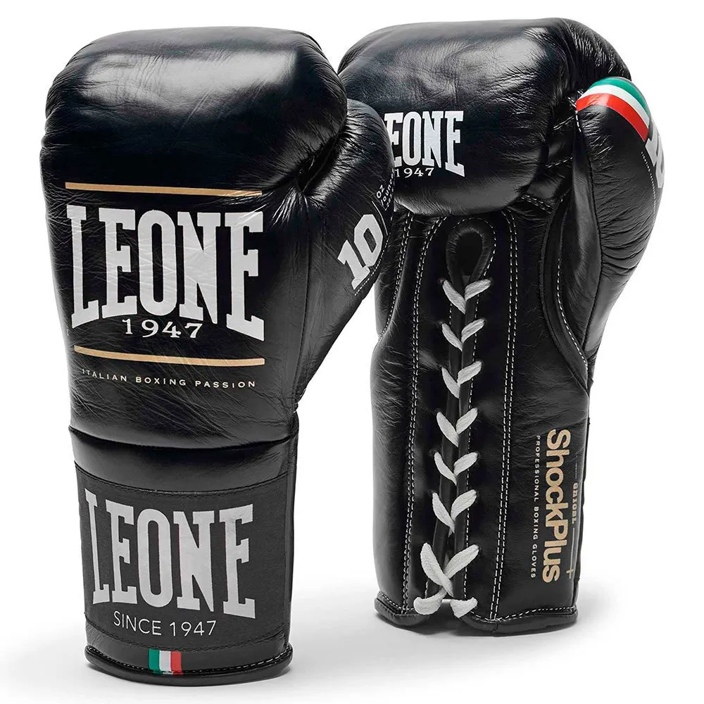 Leone1947 Shock Plus 人工皮革ボクシンググローブ 黒| Traininn