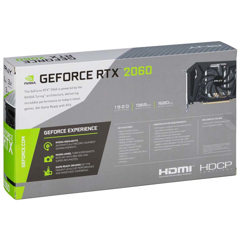 Pny GeForce RTX 2060 6GB XLR8 Gaming Overclocked Edition GDDR6 Graphic Card