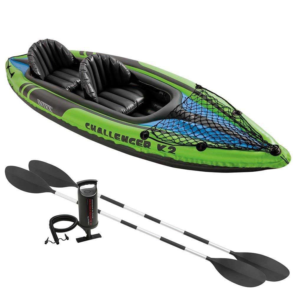 Intex Challenger K2 Inflatable+2 Paddles Kayak Refurbished Green
