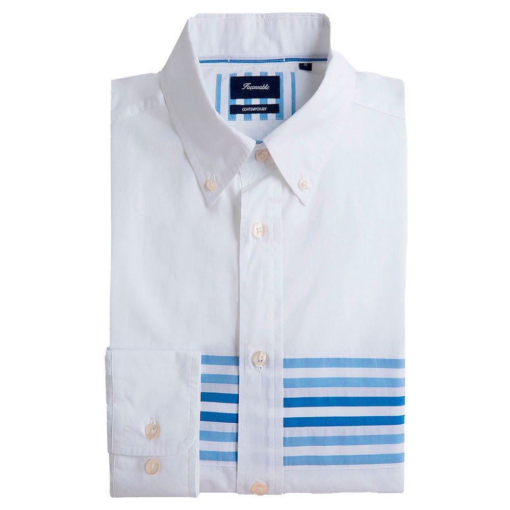 Façonnable Camisa Màniga Llarga Club Button Chest/Back Banner Stripe Lbow Patch