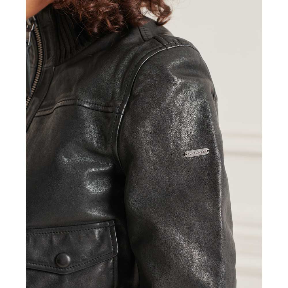 Superdry Chaqueta bomber Studios Knit Collar Leather