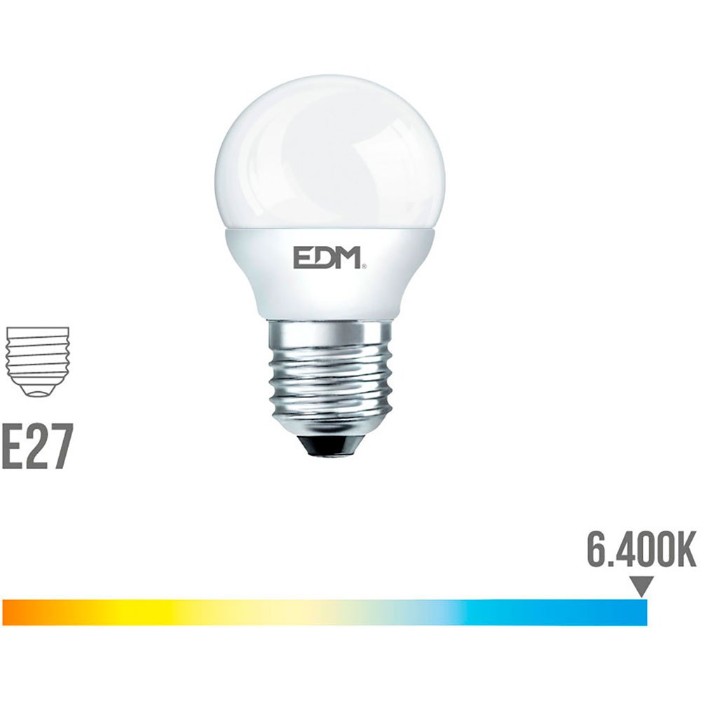 Edm Kugelförmige LED-Birne E27 7W 600 Lumens 6400K