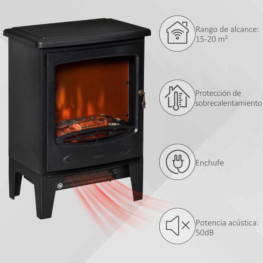 Homcom 900/1800 W Portable Electric Fireplace With Flame Effect