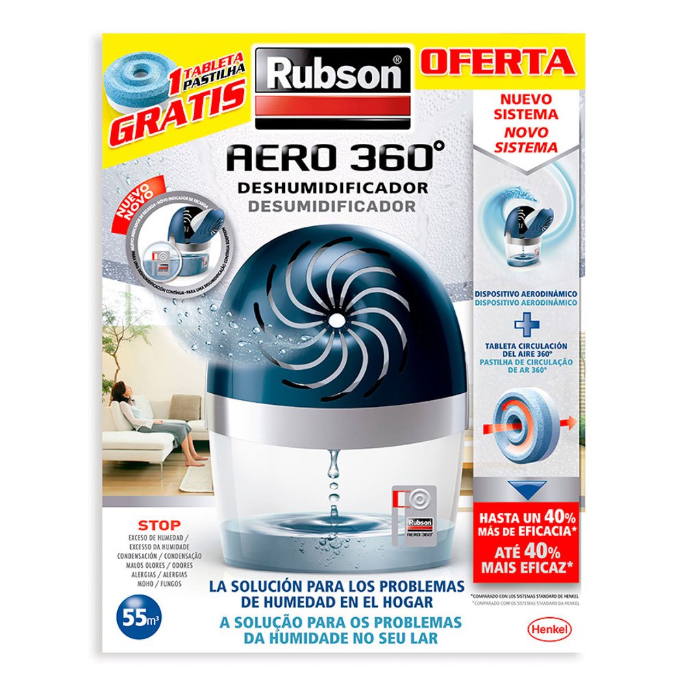 Rubson Aero 360 450 G deshumificador que limpia el aire el olor y evita el moho & Aero 360º Baños Deshumidificador para el Baño color blanco