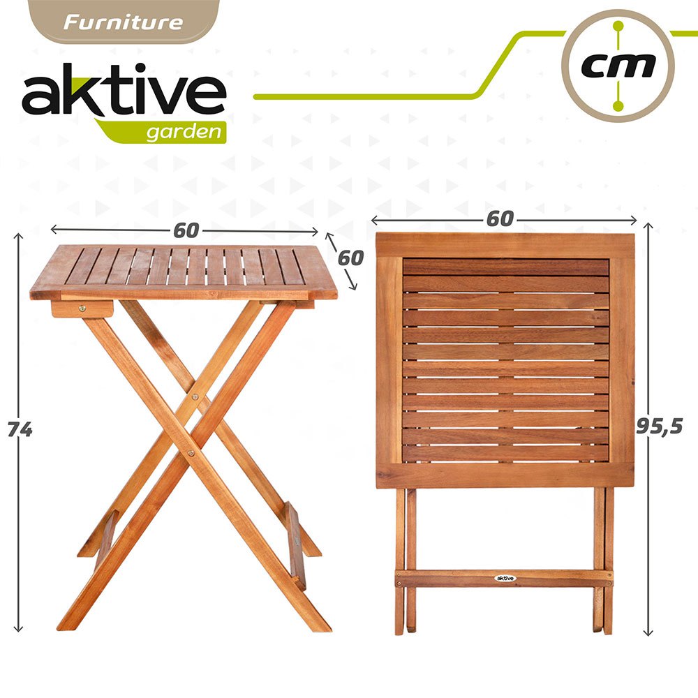 Aktive Acacia Set Aus Holztisch Und Zwei Stühlen