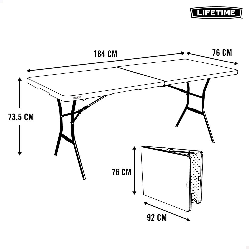Lifetime Erittäin Kestävä Taitettava Pöytä 184x76x73.5 Cm UV100