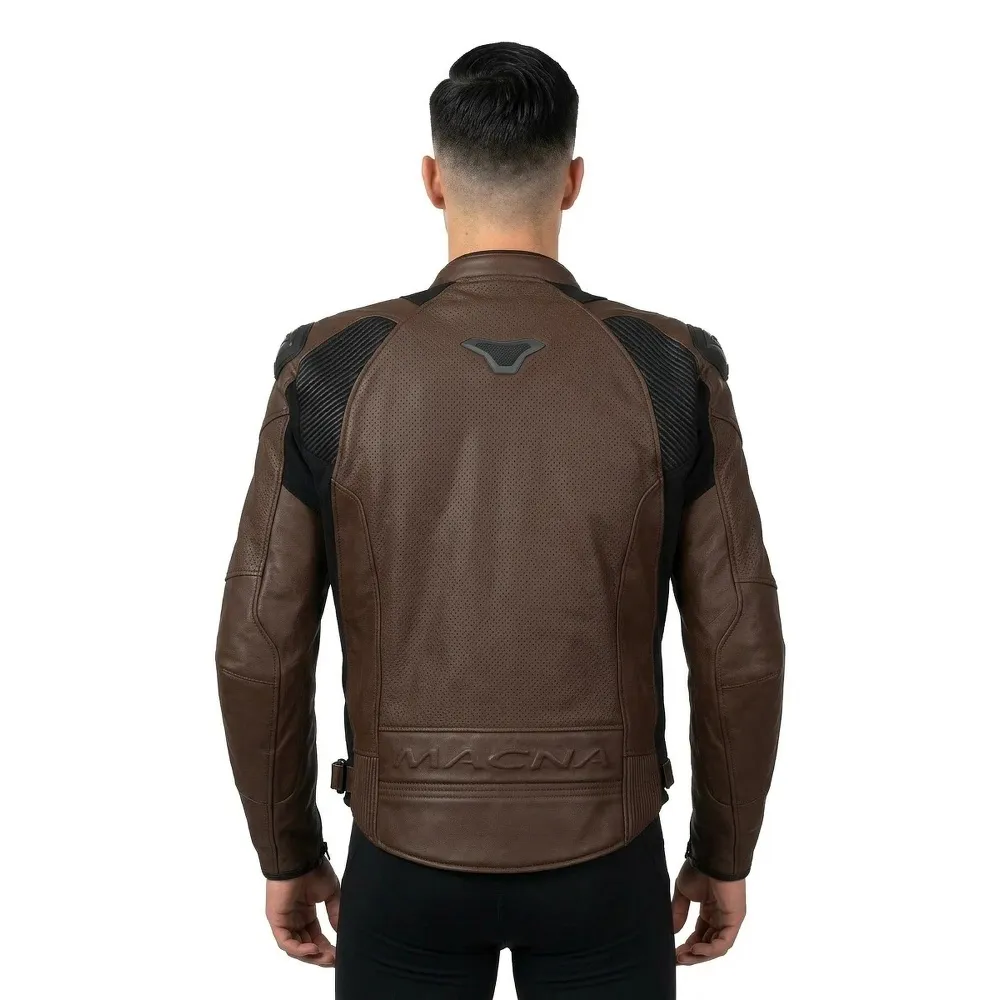 Macna Aviant Air Perforated Leather jacket Brown | Motardinn