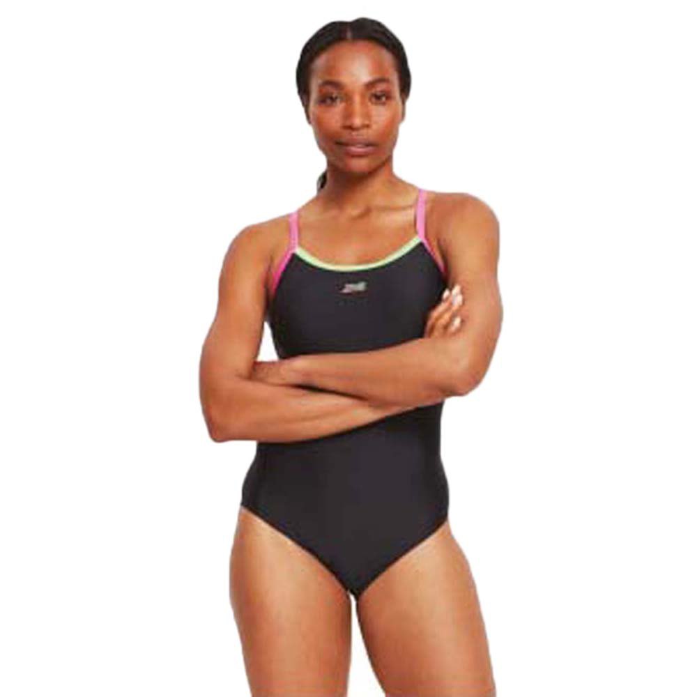 Zoggs Conquest Piped Sprintback Swimsuit Black 