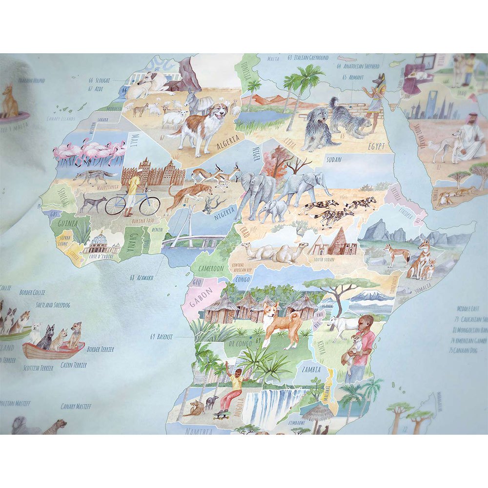 Awesome maps Asciugamano Mappa Cane 200 Dog Breeds Of The World