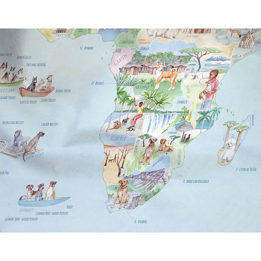 Awesome maps Asciugamano Mappa Cane 200 Dog Breeds Of The World