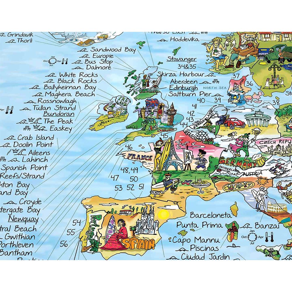 Awesome maps Karta Världens Bästa Surfstränder Originalfärgad Upplaga Surftrip