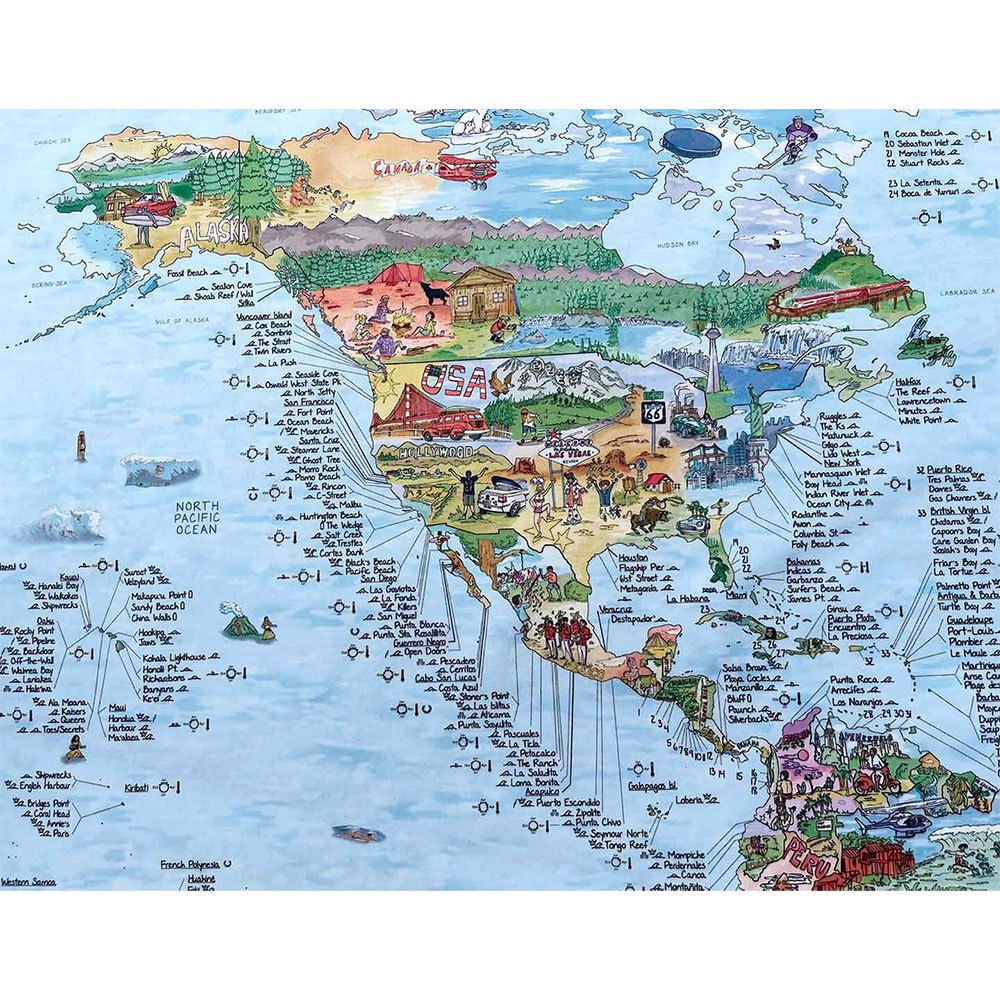 Awesome maps Asciugamano Surftrip Map Best Surf Beaches Of The World Original Colored Edition