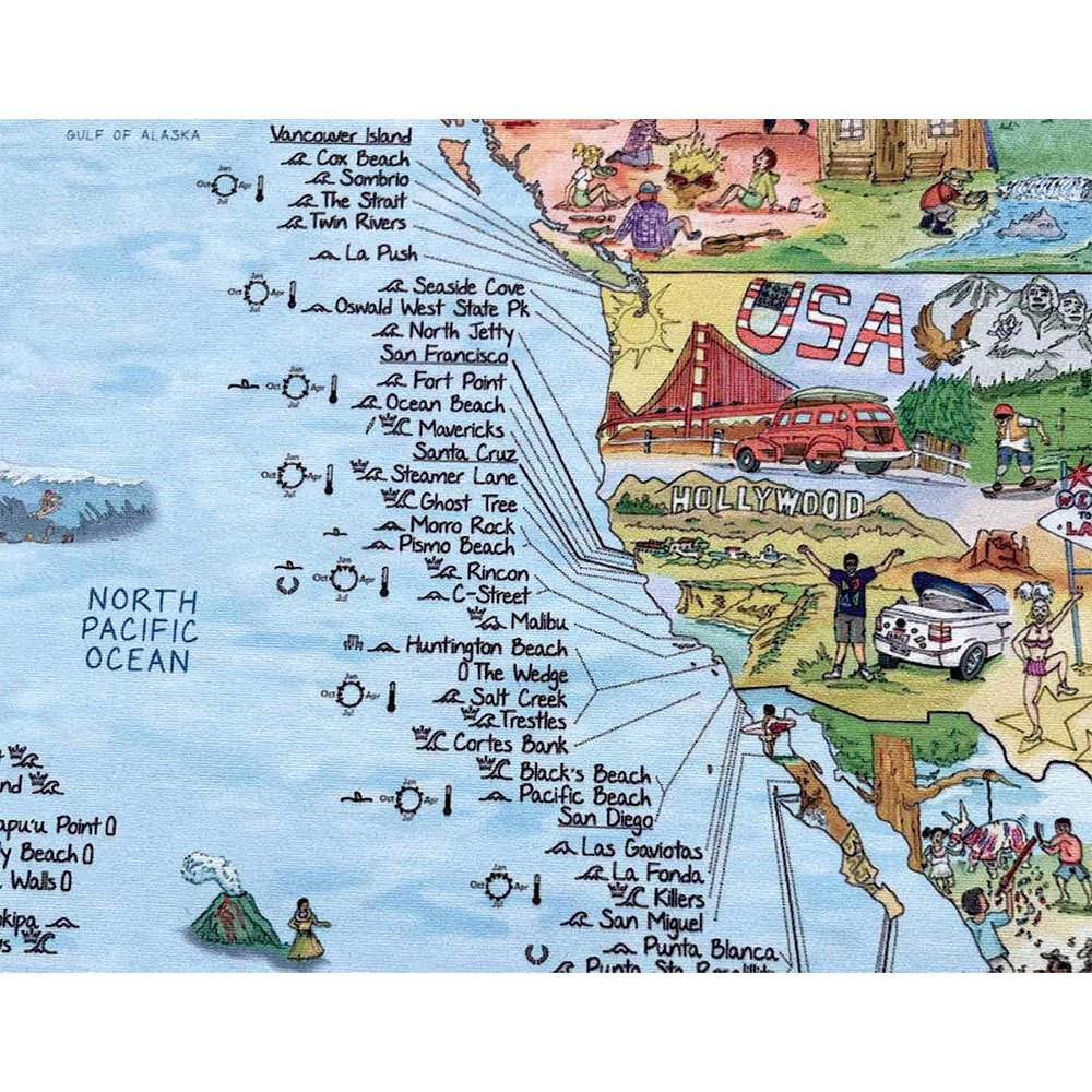 Awesome maps Surftrip Map Towel Best Surf Beaches Of The World Original  Colored Edition
