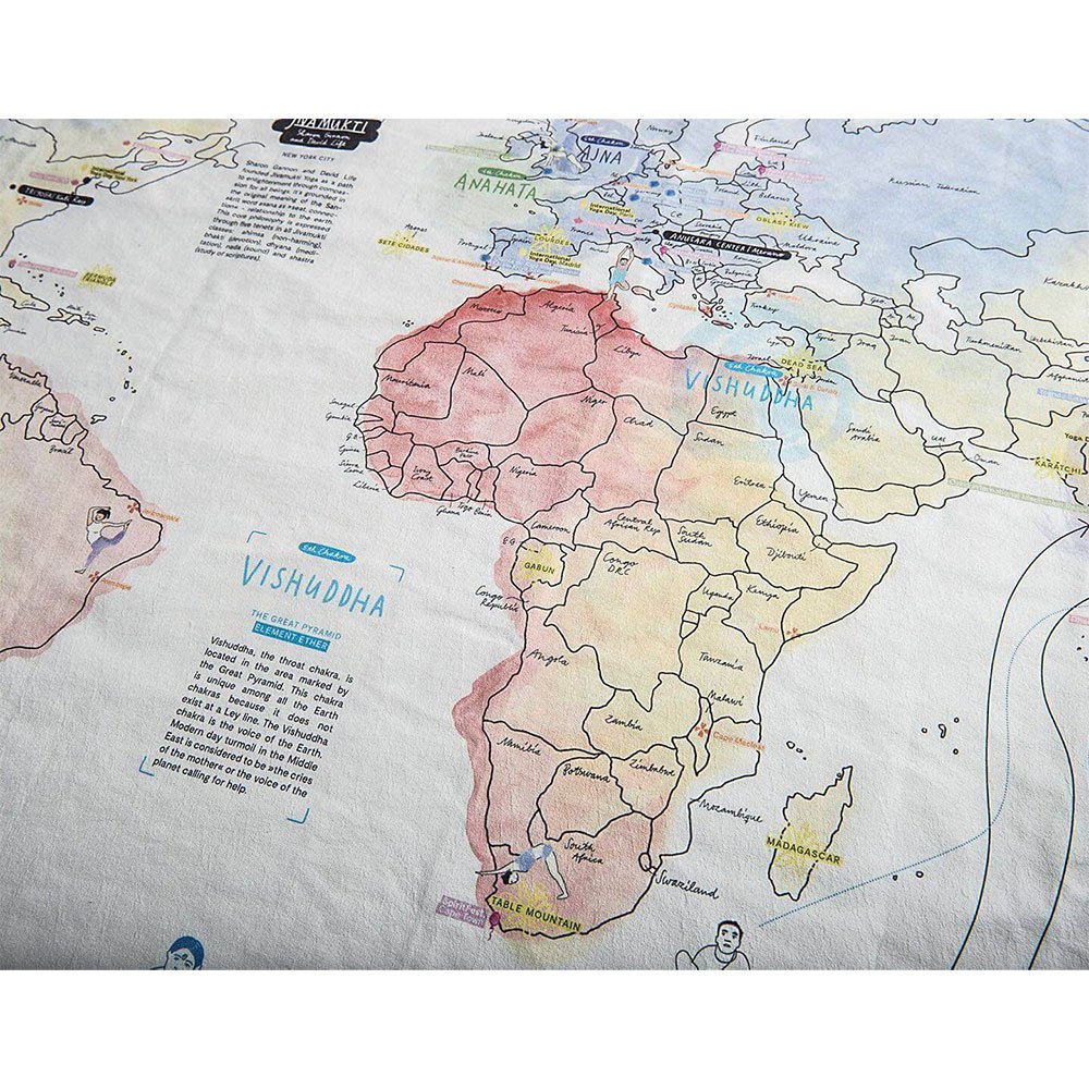 Awesome maps Yoga Map Handtuch Illustrated World Map For Yoga Enthusiasts