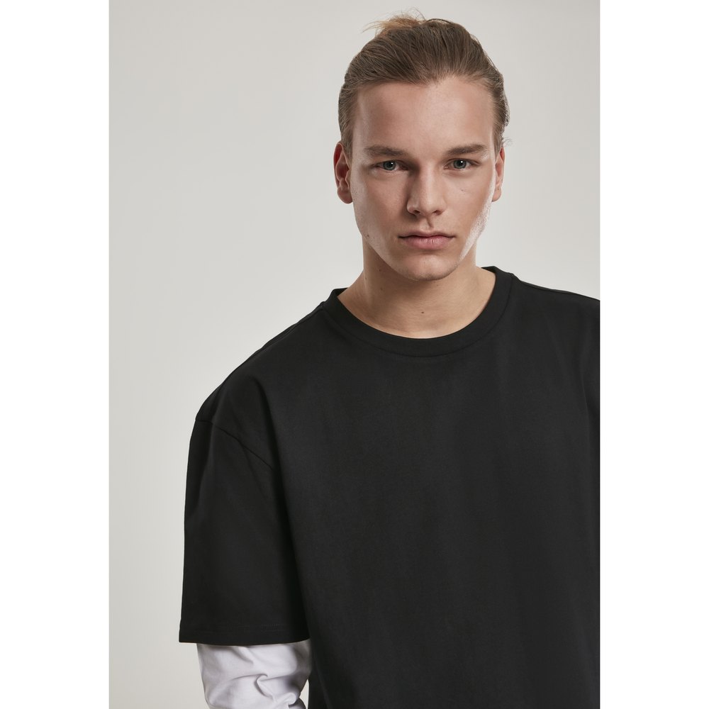 Urban classics Oversized Shaped Double Layer T-Shirt Black| Dressinn