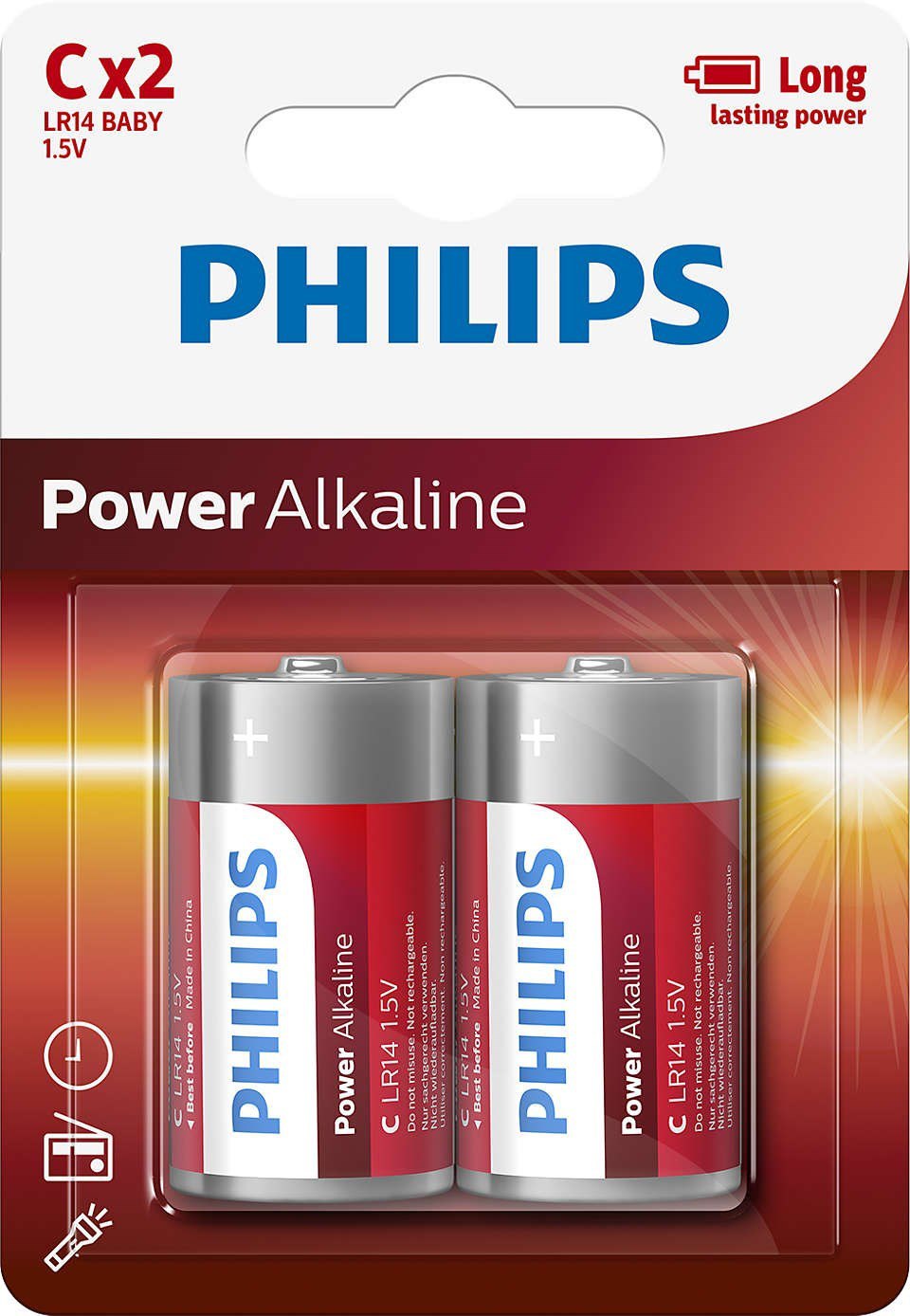 Avl Fra Tilbageholde Philips Alkaline Batteries C/Lr14 1.5V Pack 2 Black | Dressinn