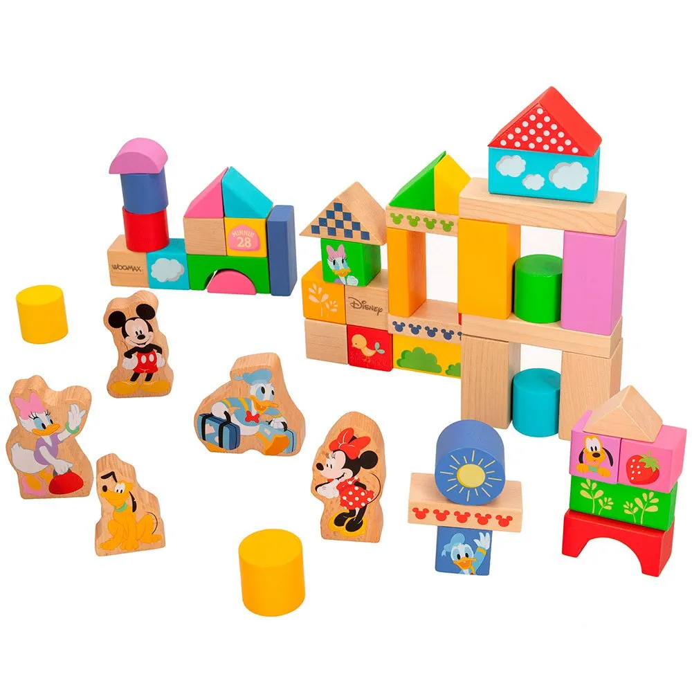 WOOMAX ColorBaby – 50 Blocs En Bois Naturel – Jeu De Construction Éducatif Pour Enfants Dès 1 An