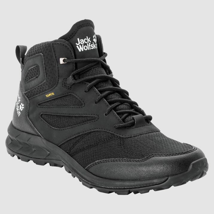 Jack Wolfskin WOODLAND TEXAPORE - Hiking shoes - black/burly yellow/black -  Zalando.ie