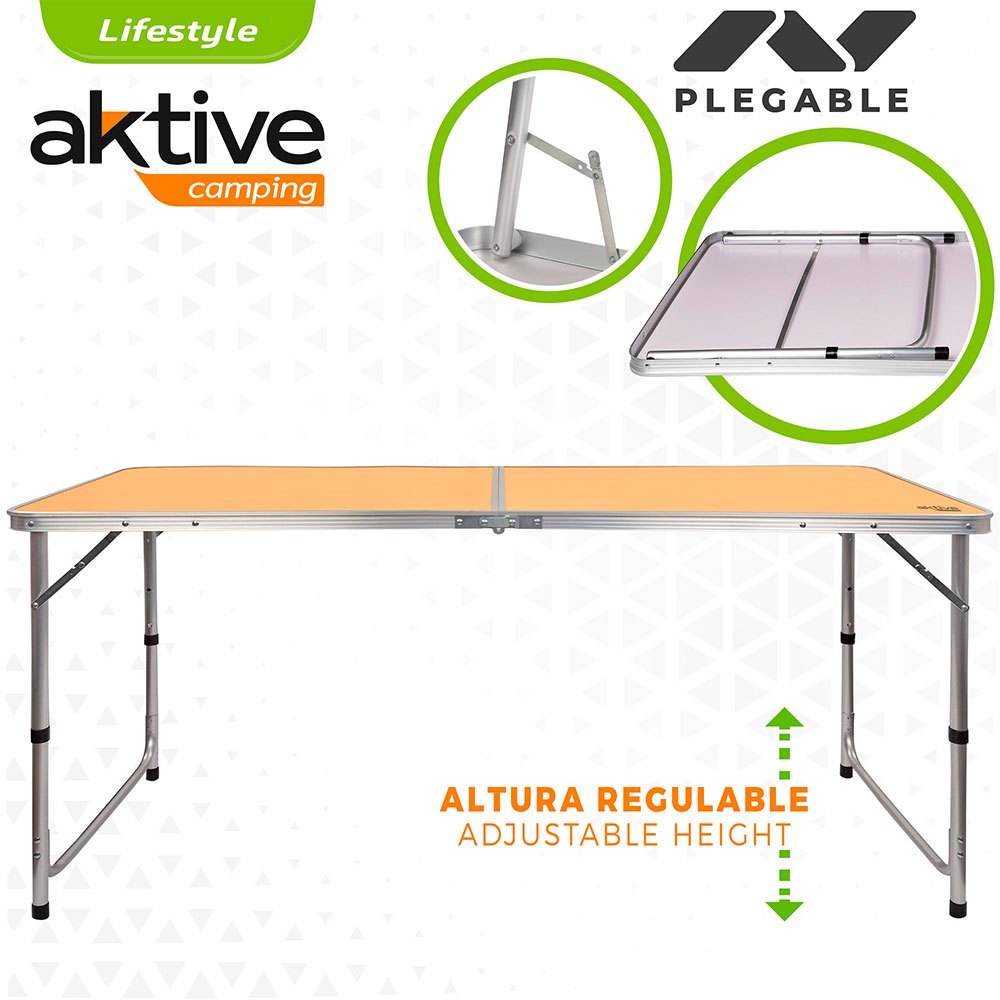 Aktive Wooden Camping Folding Table Height Adjustable