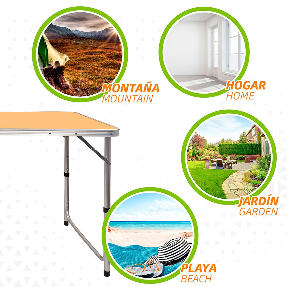 Aktive 木製 折りたたみ式テーブルの高さ調節可能 Camping 茶| Trekkinn