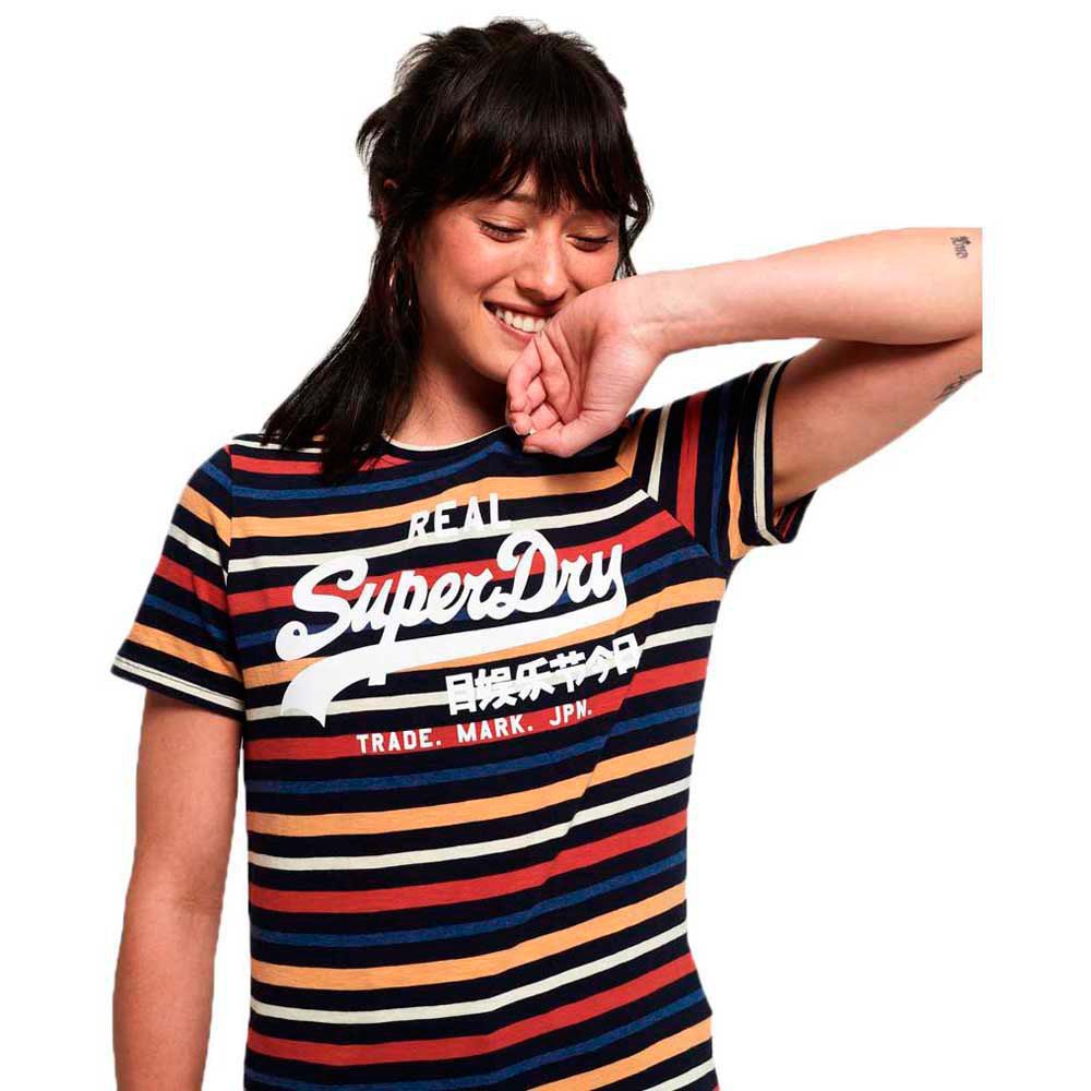 Superdry Vintage Logo Satin Stripe Odnowiona Koszulka Z Krótkim Rękawem