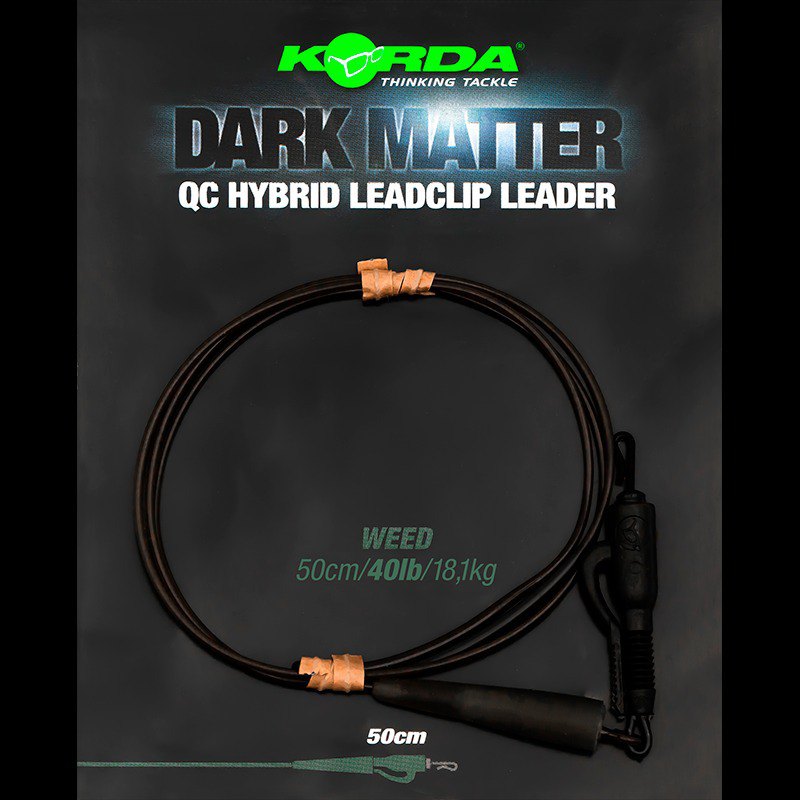 Korda Dark Matter QC Hybrid Leadclip Leader Weed Gravel Clear 40lb 18,1kg 1m NEW 