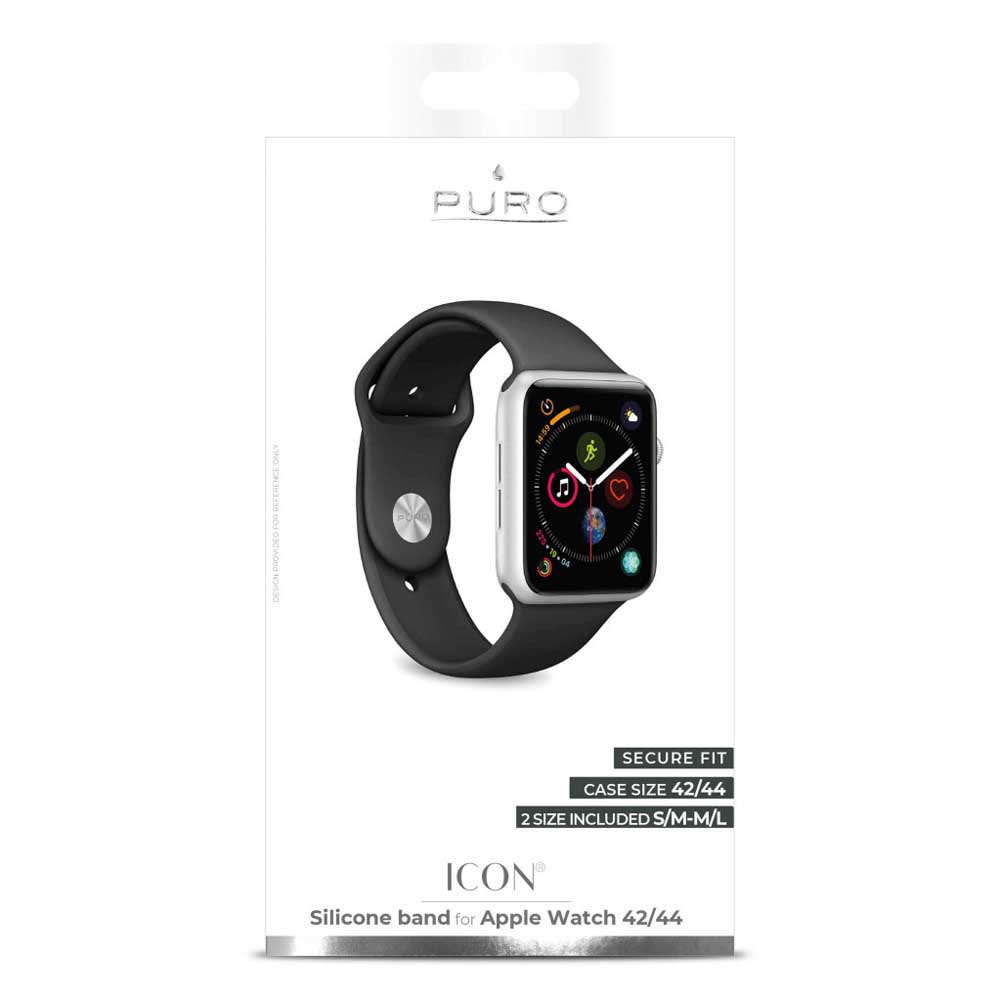 Puro シリコンバンド用 Apple Watch 42-44 mm 3 単位, 黒 | Bikeinn