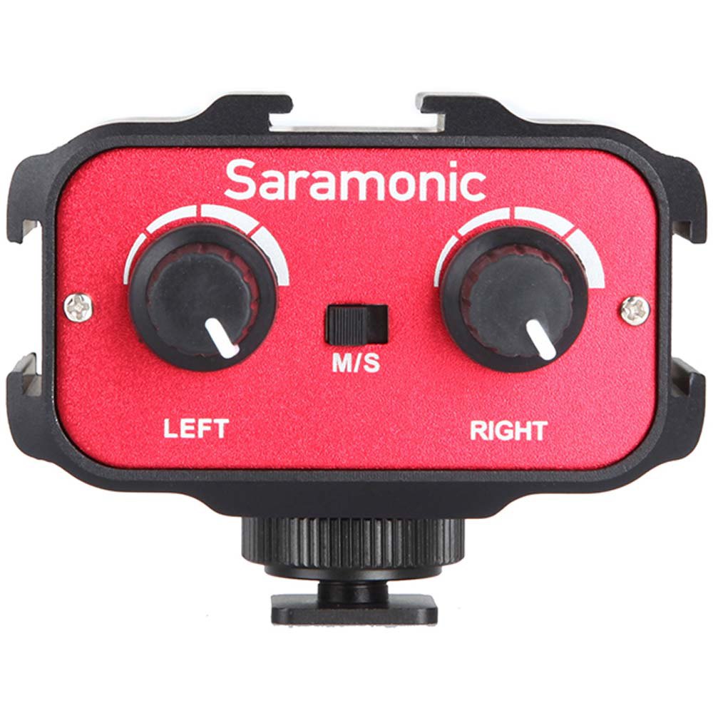 Black Saramonic SR-AX100 Microphone Audio Mixer and Cold Shoe Mounting Hub for DSLR Cameras and Camcorders 