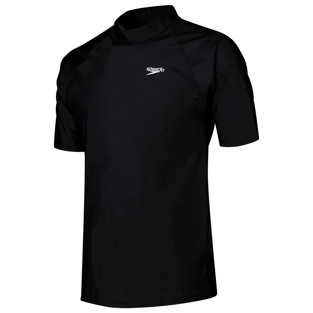 Speedo Mens Swim T-Shirt Short Sleeve Black Polyester NEW 