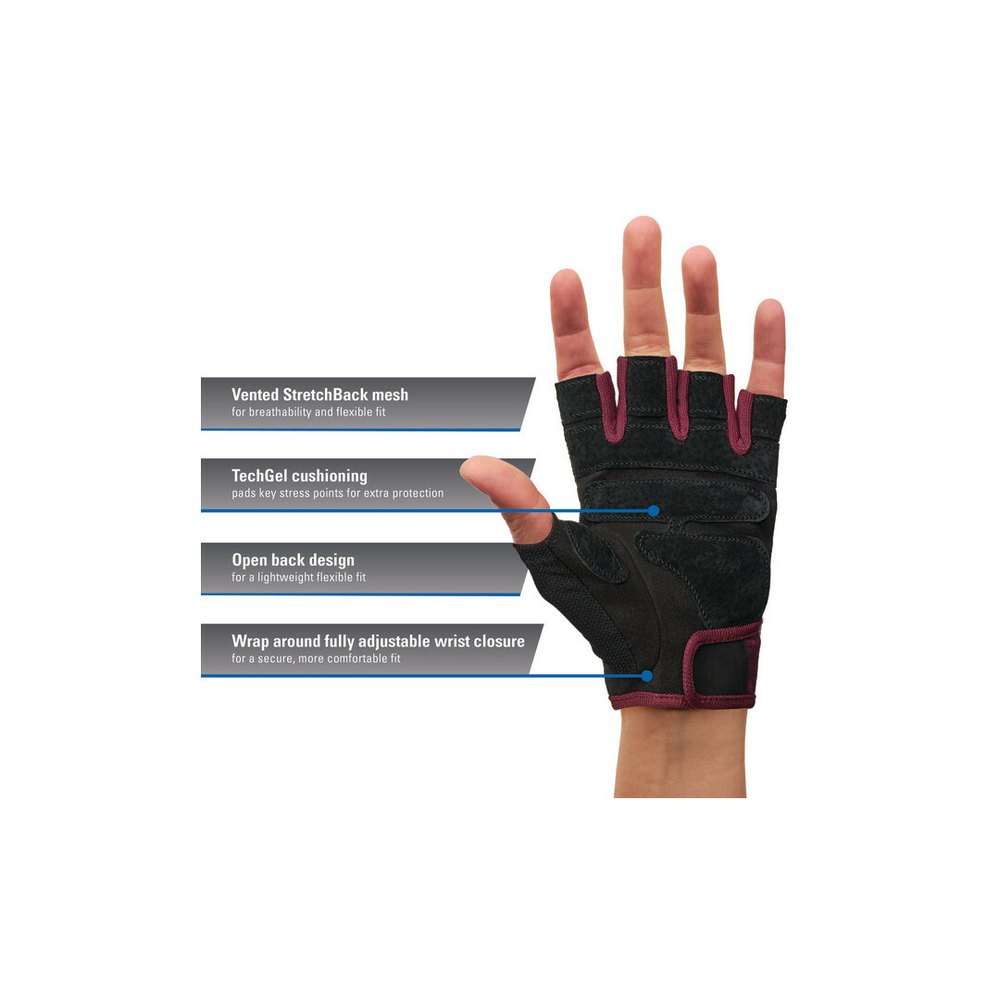 Harbinger Mens Power Weight Lifting Half Finger Gloves Fitness Adjustable Wrist 