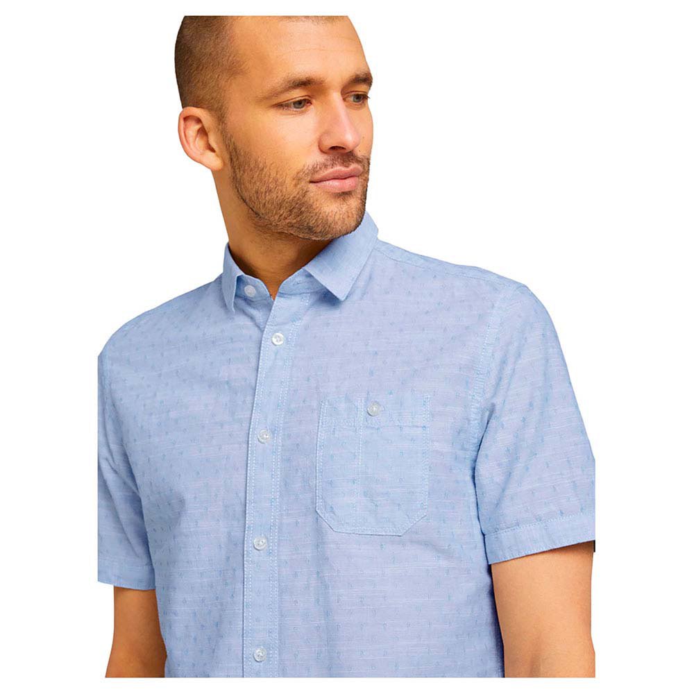 vriendelijke groet zand Blanco Tom tailor Korte Mouwen Overhemd Blauw | Dressinn