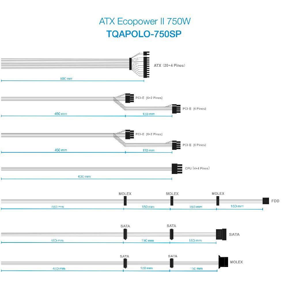 Tooq ATX 750W TQAPOLO-750SP 전원 공급 장치