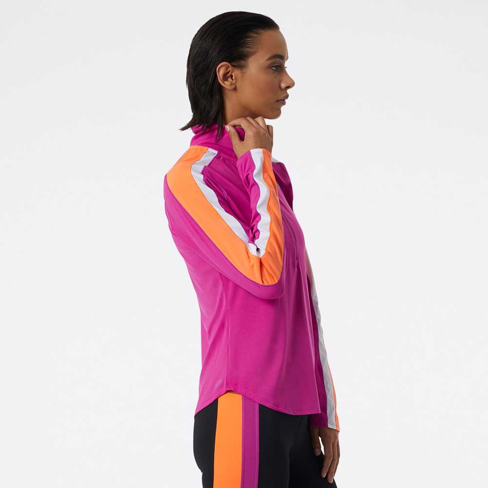 New Balance Accelerate Half Zip Pullover in Pink Womens Clothing Jumpers and knitwear Zipped sweaters 
