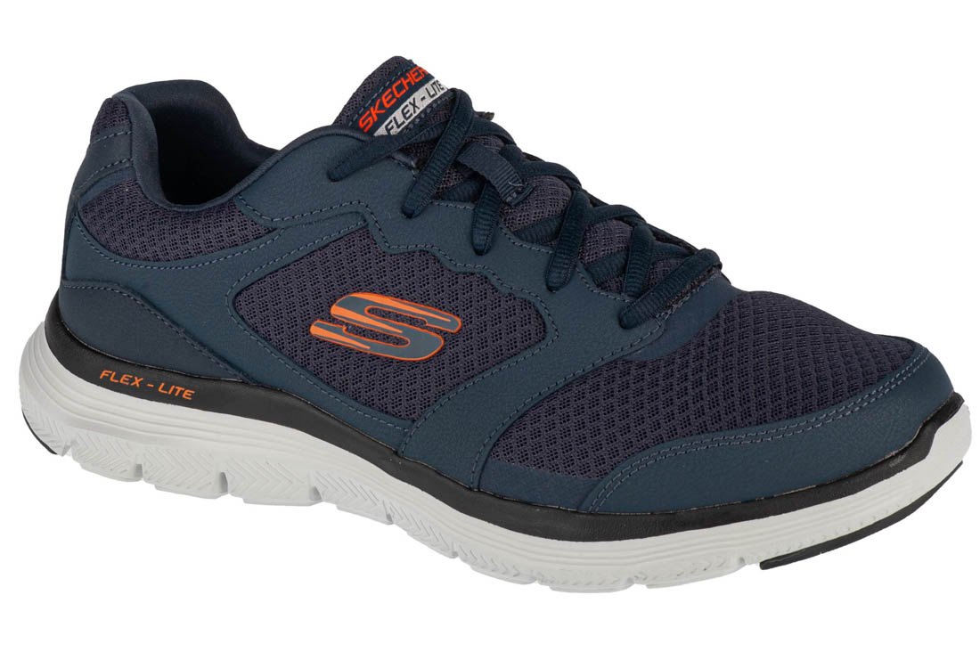 Skechers Leather Flex Advantage 4.0 True Clarity Trainers in Navy Womens Mens Shoes Mens Trainers Low-top trainers Blue 