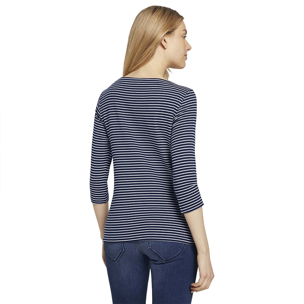 Tom tailor Stripe 3/4 Sleeve T-Shirt Blue | Dressinn