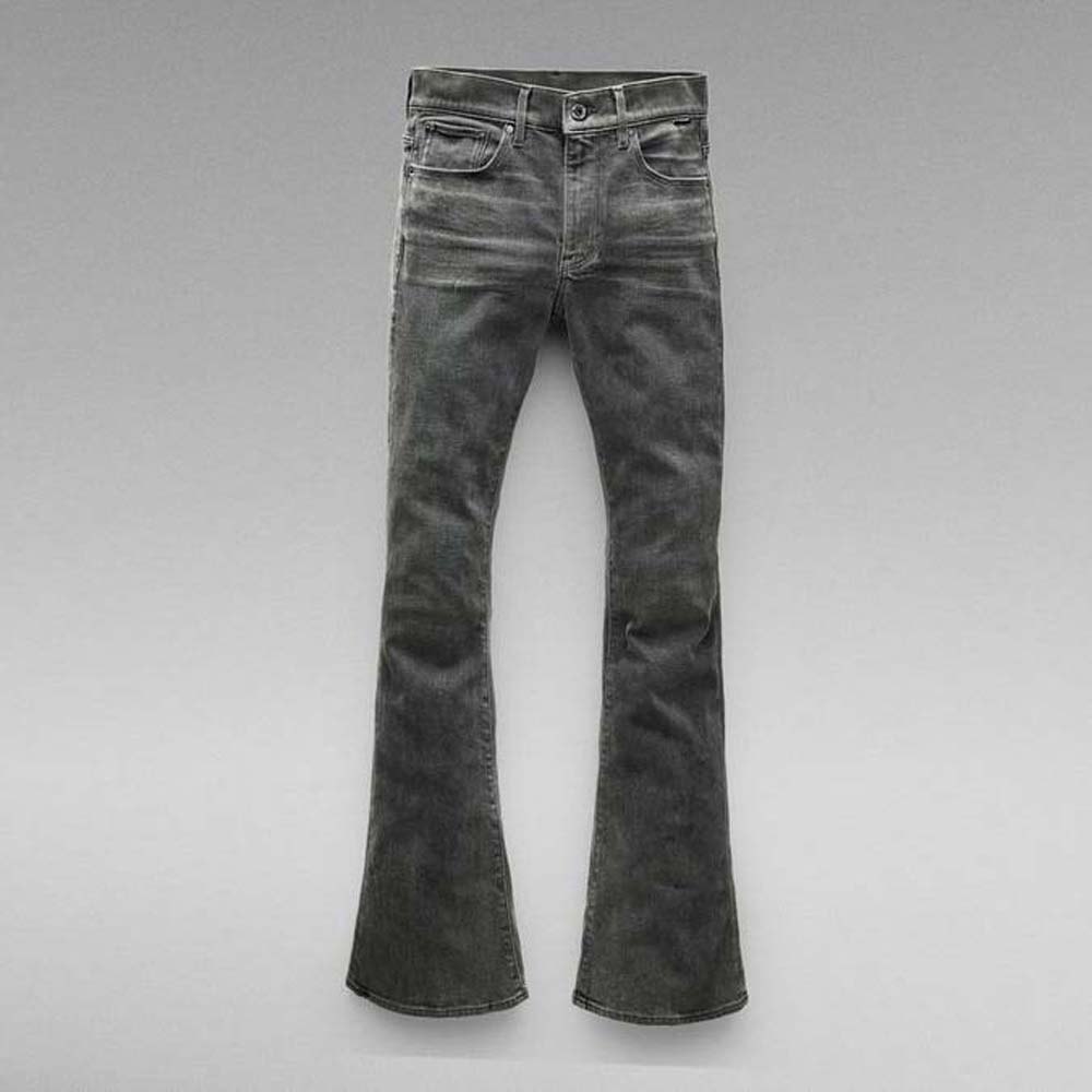 Damen Bekleidung Jeans Jeans mit gerader Passform G-Star RAW Denim Flared Cut Jeans mit Stretch-Anteil Modell 3301 Flare in Blau 