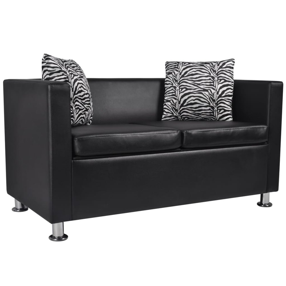 vidaXL 2-Seater Sofa Artificial Leather Living Room Home Furniture Black/White 